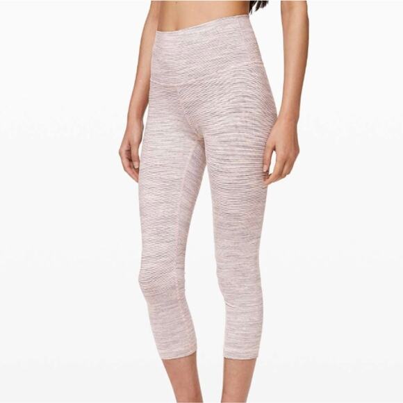 Lululemon Wunder Under Crop (High-Rise) *21" Wee Are From Space Pink Bliss - Picture 2 of 10